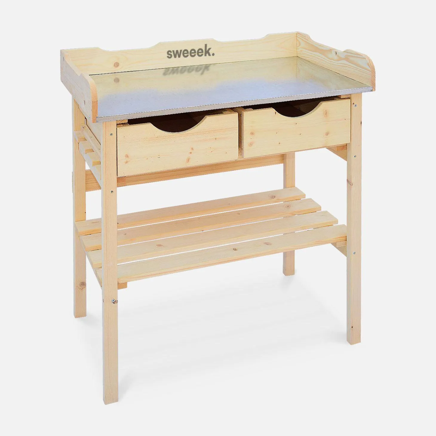 Tuiniertafel met 2 lades, houten werkbank, zaaitafel