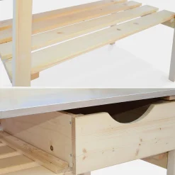 Tuiniertafel met 2 lades, houten werkbank, zaaitafel