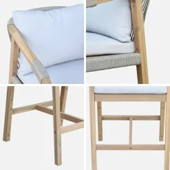 Tuinmeubelset van acaciahout en touw (set van 2)