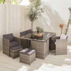 Tuinmeubelset van wicker, 6-10 zitplaatsen