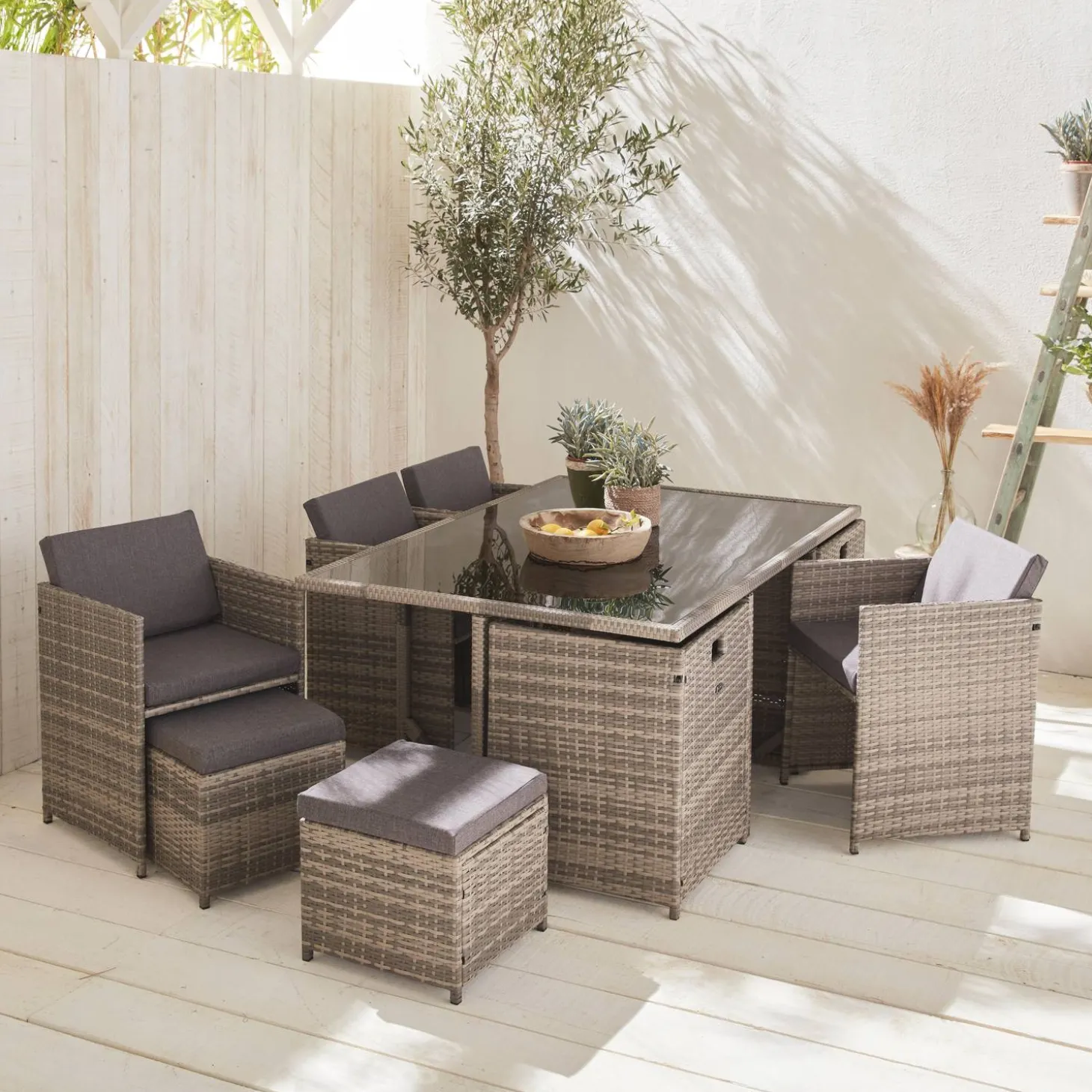 Tuinmeubelset van wicker, 6-10 zitplaatsen