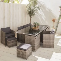 Tuinmeubelset van wicker, 8-12 zitplaatsen