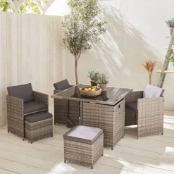 Tuinmeubelset van wicker, 4-8 zitplaatsen