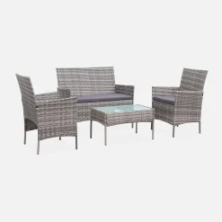Tuinmeubelset van wicker, 4-zits