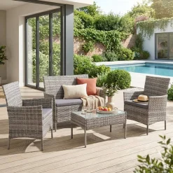 Tuinmeubelset van wicker, 4-zits