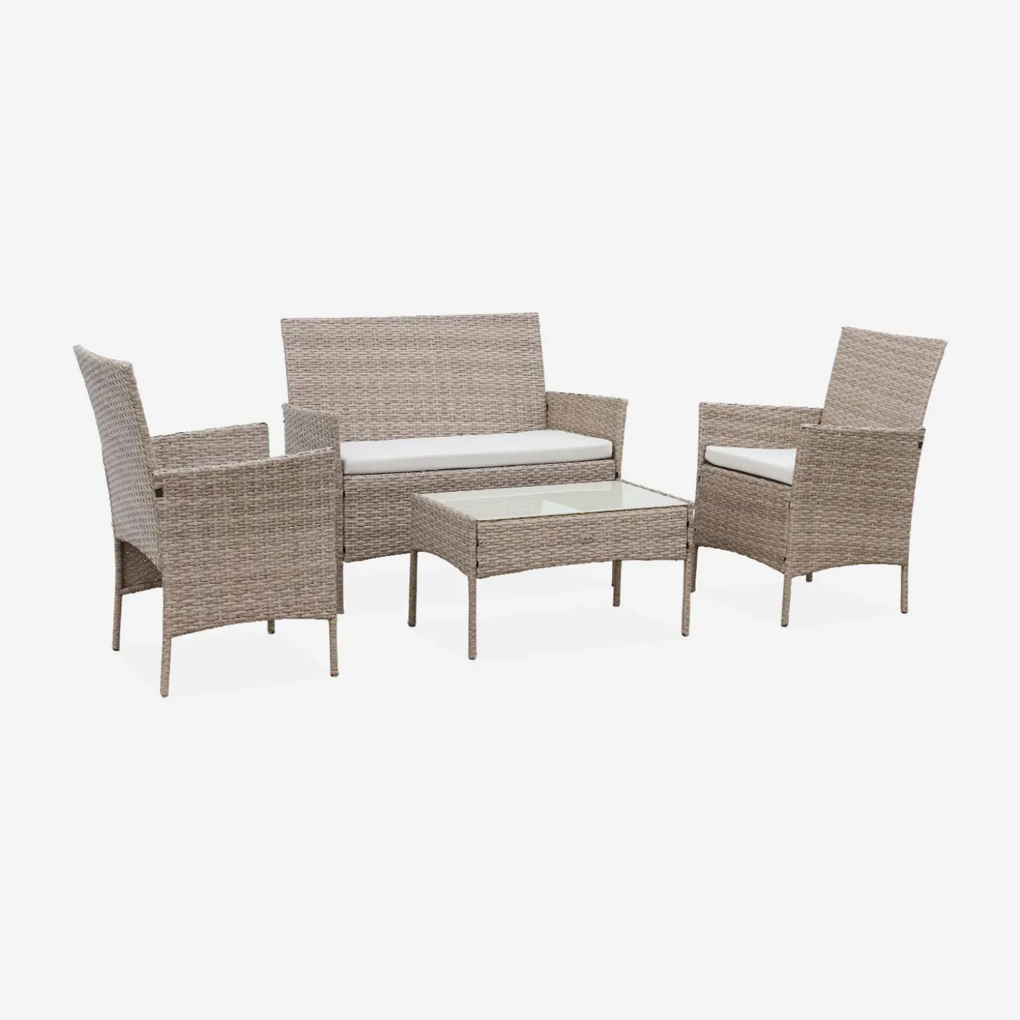 Tuinmeubelset van wicker, 4-zits