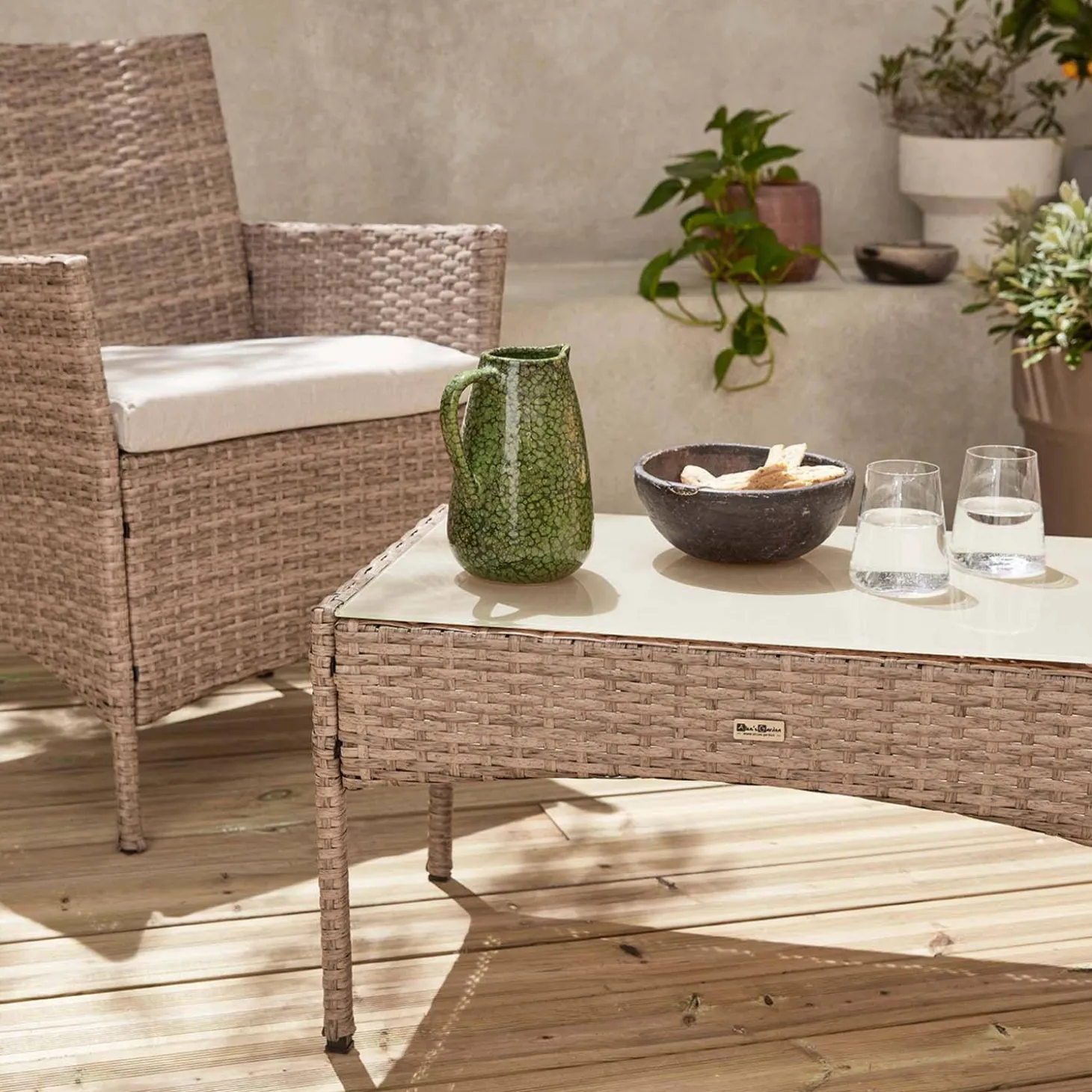 Tuinmeubelset van wicker, 4-zits