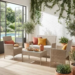 Tuinmeubelset van wicker, 4-zits