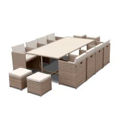 Tuinmeubelset van wicker, 8-12 zitplaatsen