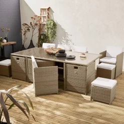 Tuinmeubelset van wicker, 8-12 zitplaatsen