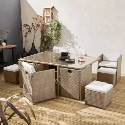 Tuinmeubelset van wicker, 6-10 zitplaatsen