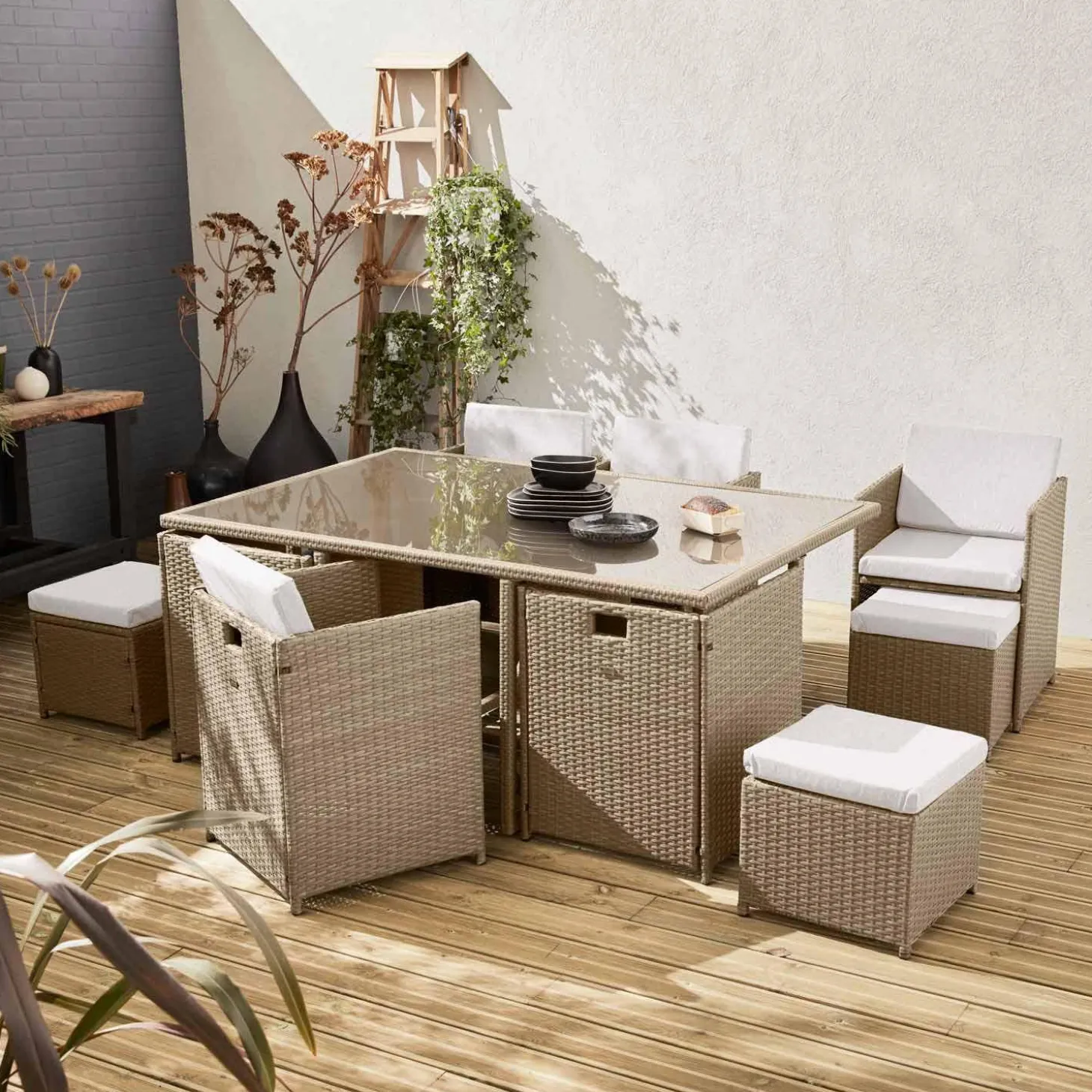 Tuinmeubelset van wicker, 6-10 zitplaatsen