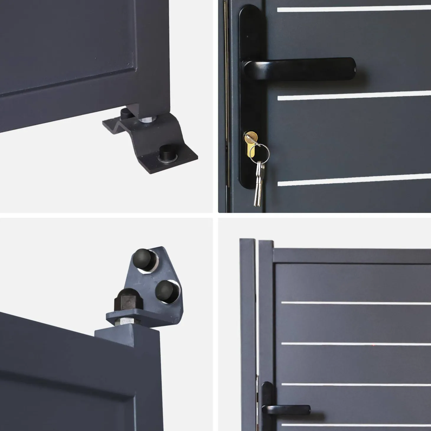 Tuinpoort van gegalvaniseerd staal met slot en handgreep