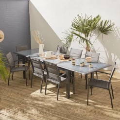 Tuinset 8 plaatsen uitschuifbaar