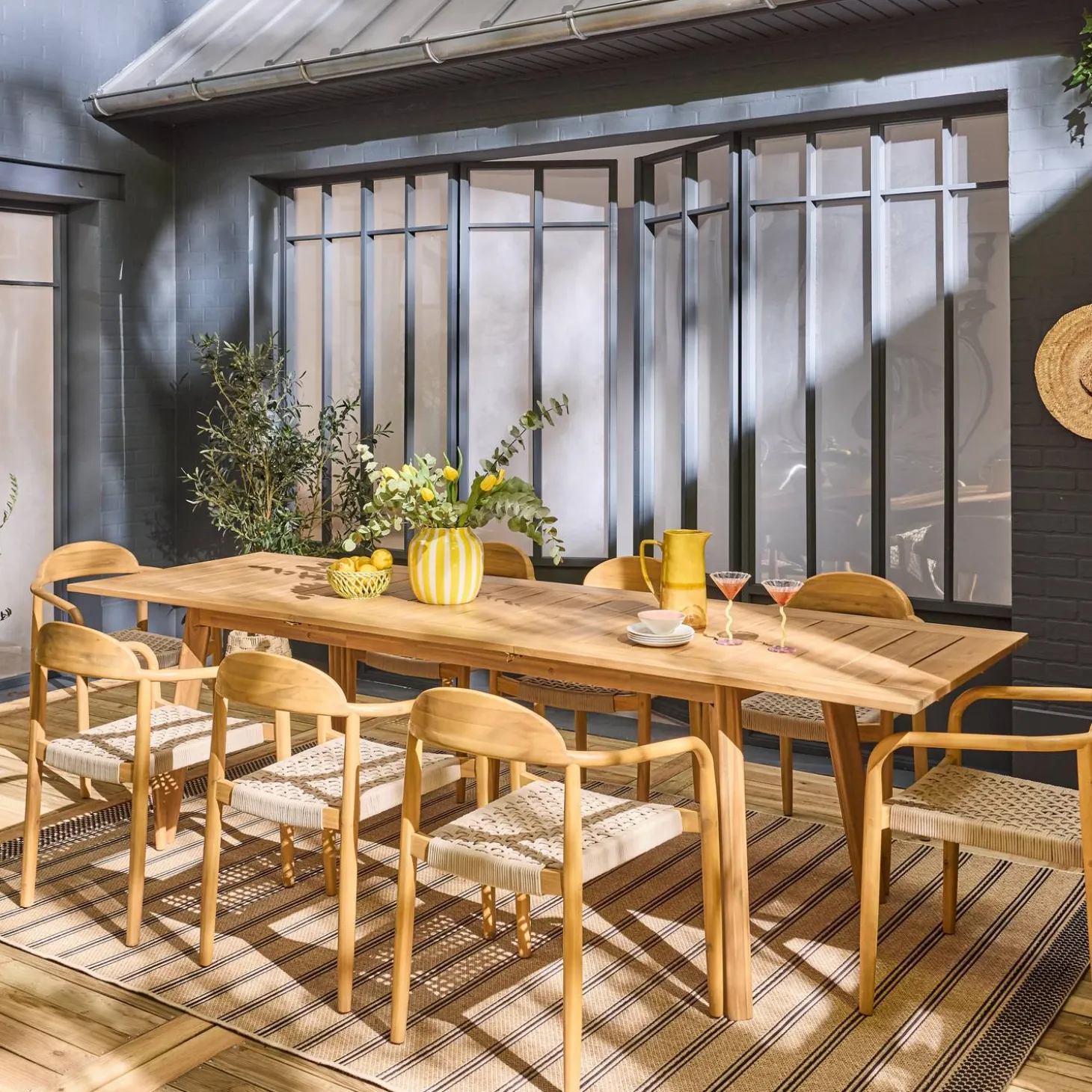 Tuinset van acaciahout met 8 stoelen