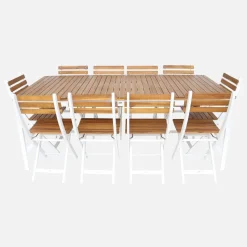 Tuinset van acacia met ronde hoeken, 10 stoelen