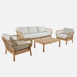 Tuinset van acacia met touw, 5 plaatsen