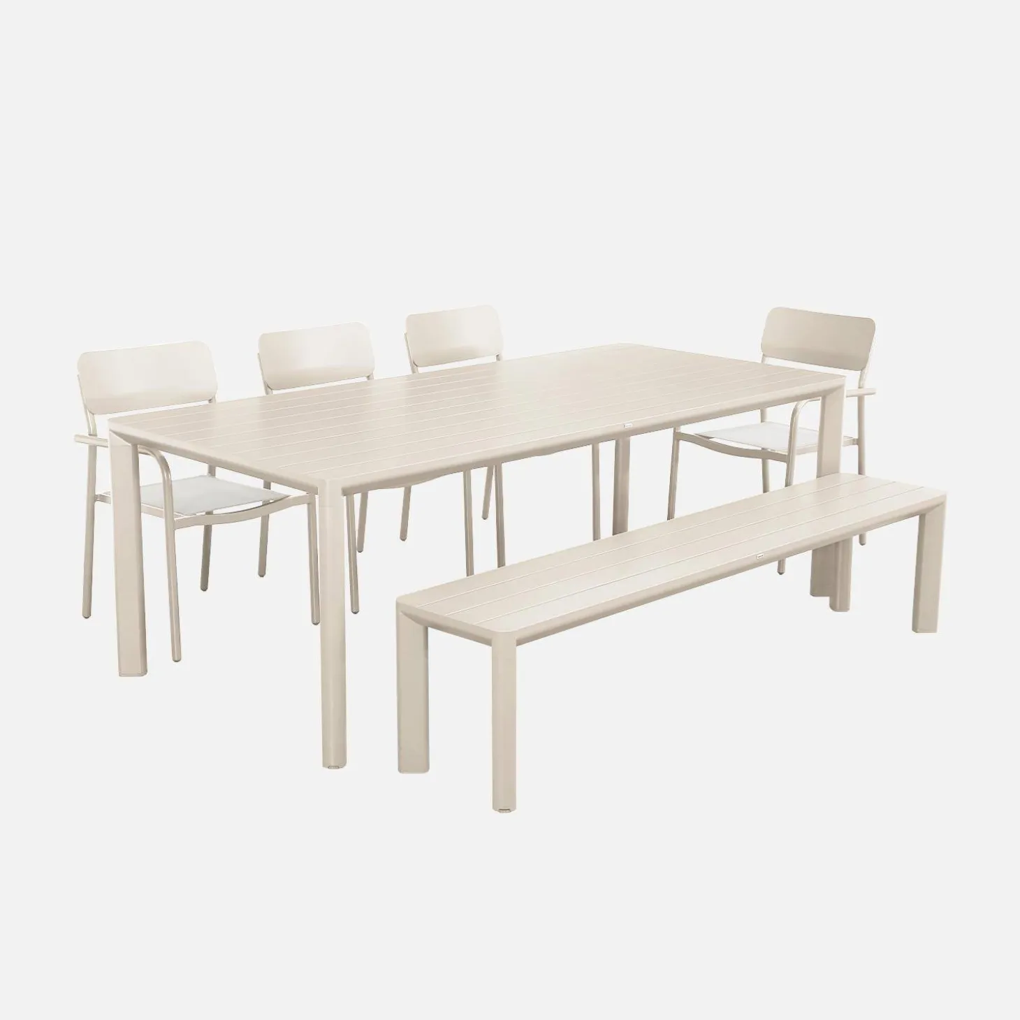 Tuinset van aluminium met 1 bank en 4 stoelen