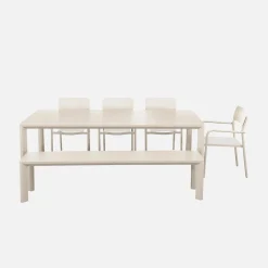 Tuinset van aluminium met 1 bank en 4 stoelen