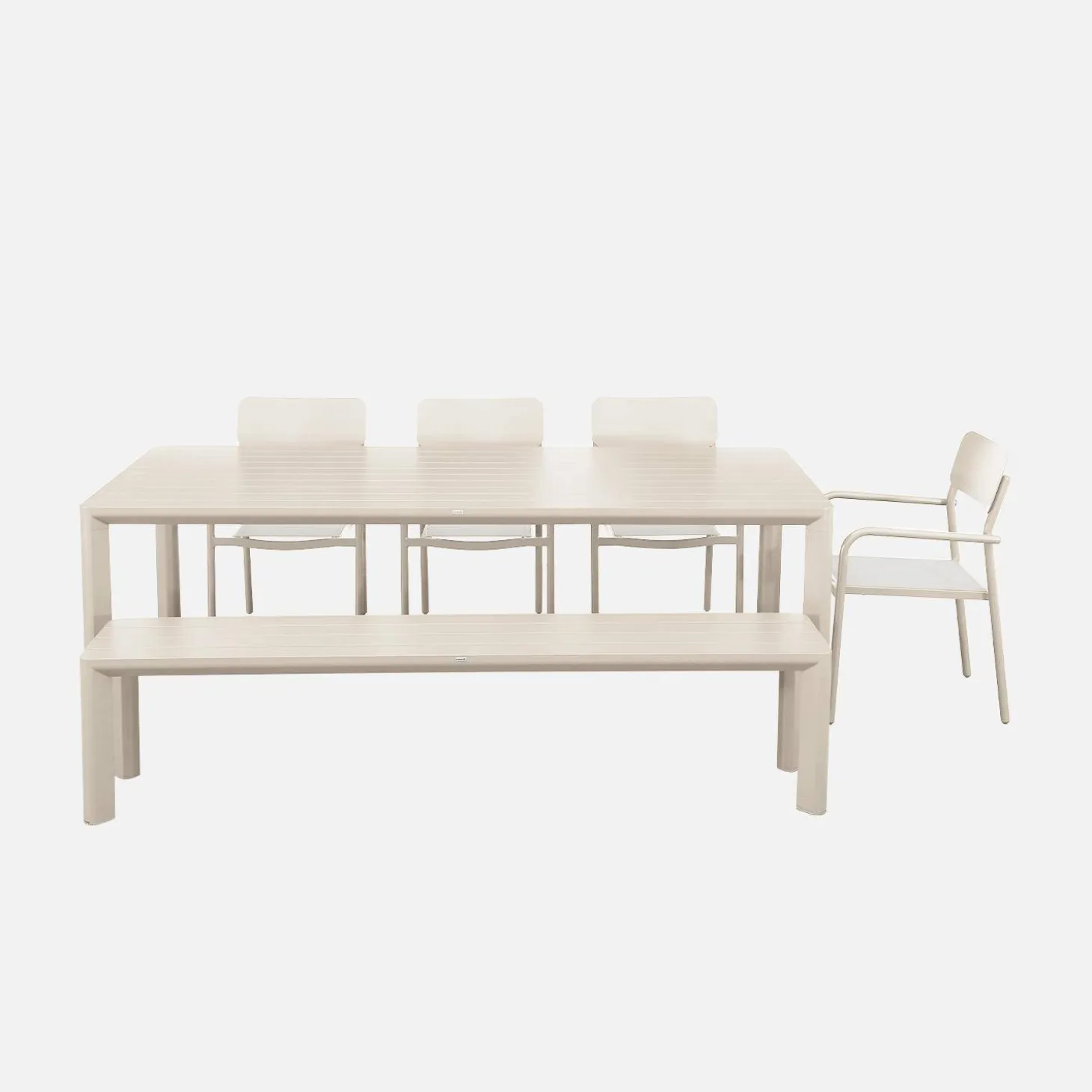 Tuinset van aluminium met 1 bank en 4 stoelen