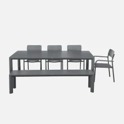Tuinset van aluminium met 1 bank en 4 stoelen