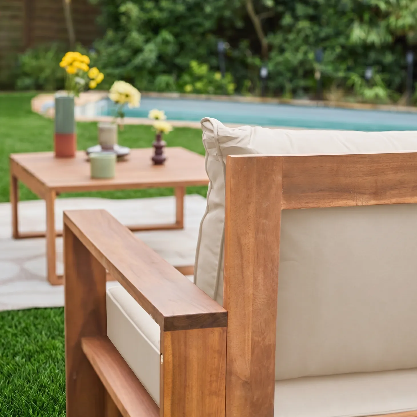 Tuinset van hout voor 5 personen