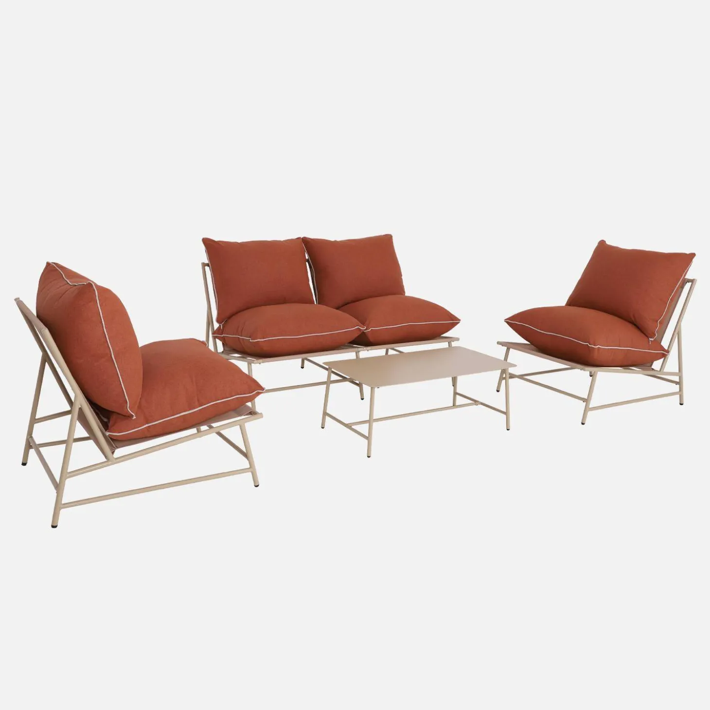 Tuinset van staal en textileen voor 4 personen