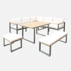 Tuinset voor 8 personen van acaciahout en aluminium