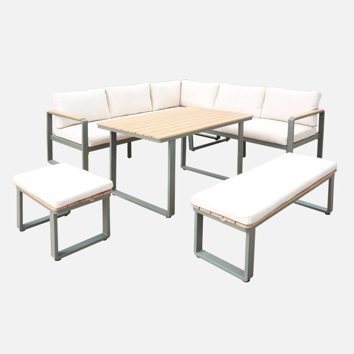 Tuinset voor 8 personen van acaciahout en aluminium