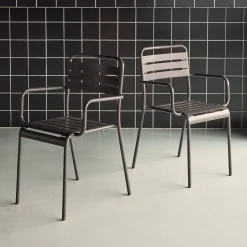 Tuinstoelen metaal met armleuning (set van 2)