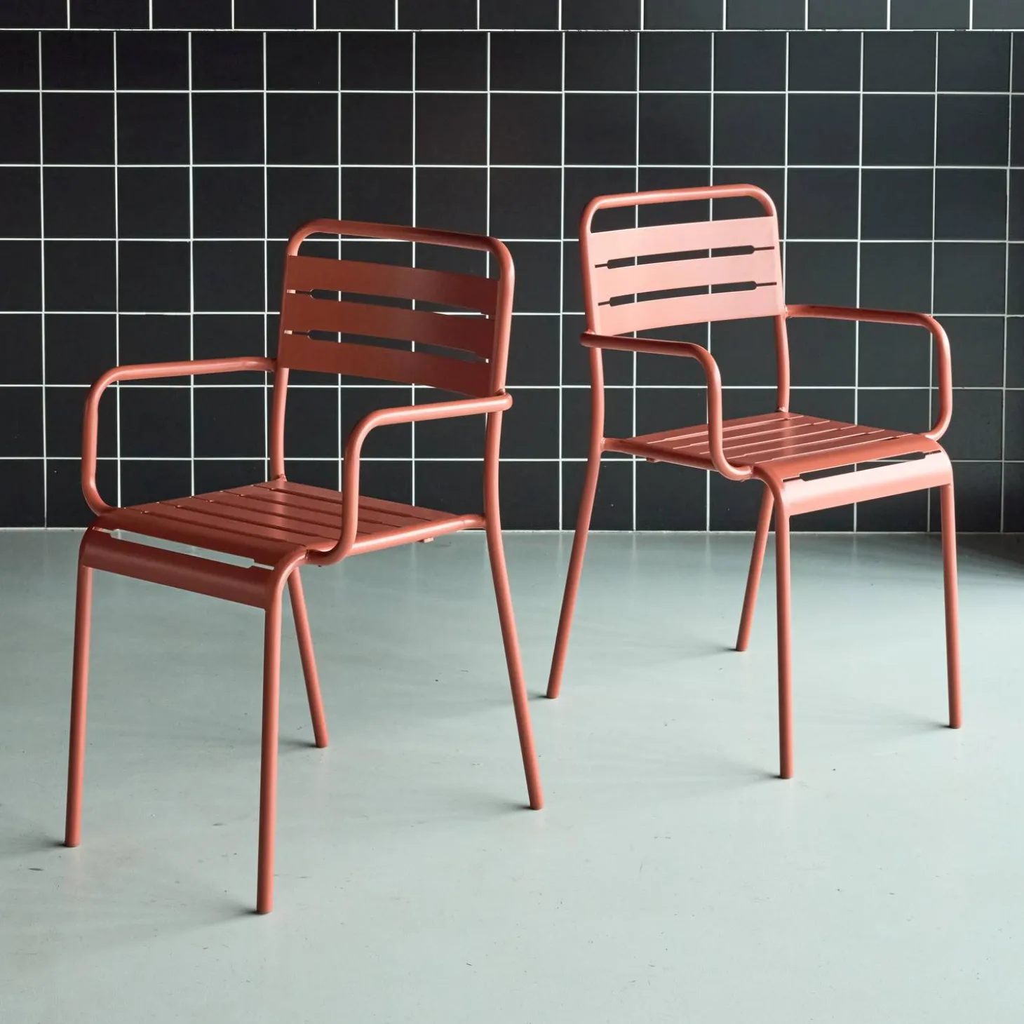 Tuinstoelen metaal met armleuning (set van 2)