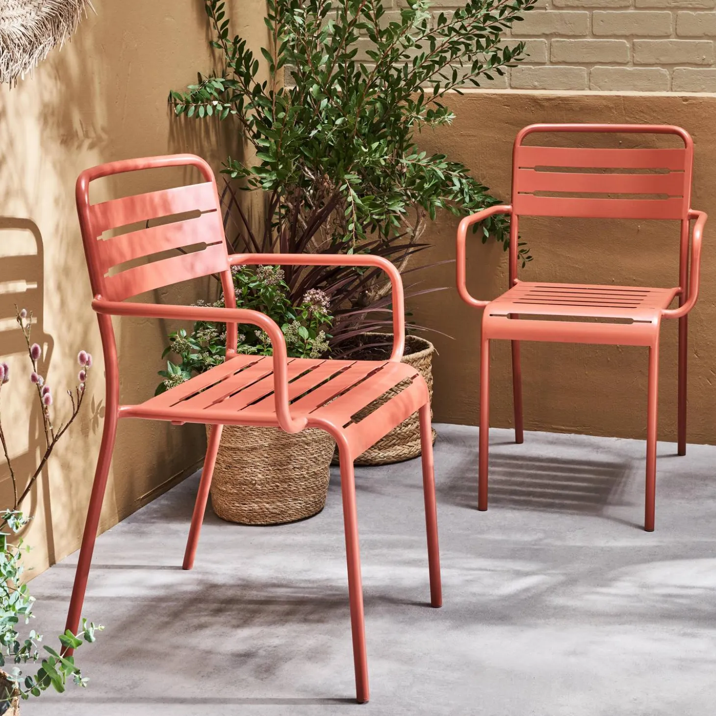 Tuinstoelen metaal met armleuning (set van 2)