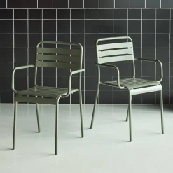 Tuinstoelen metaal met armleuning (set van 2)