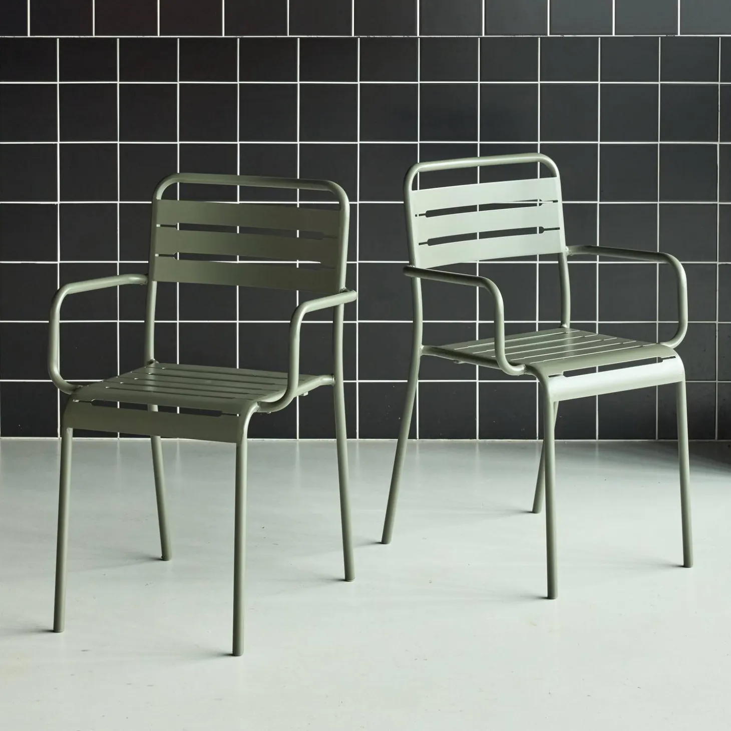 Tuinstoelen metaal met armleuning (set van 2)