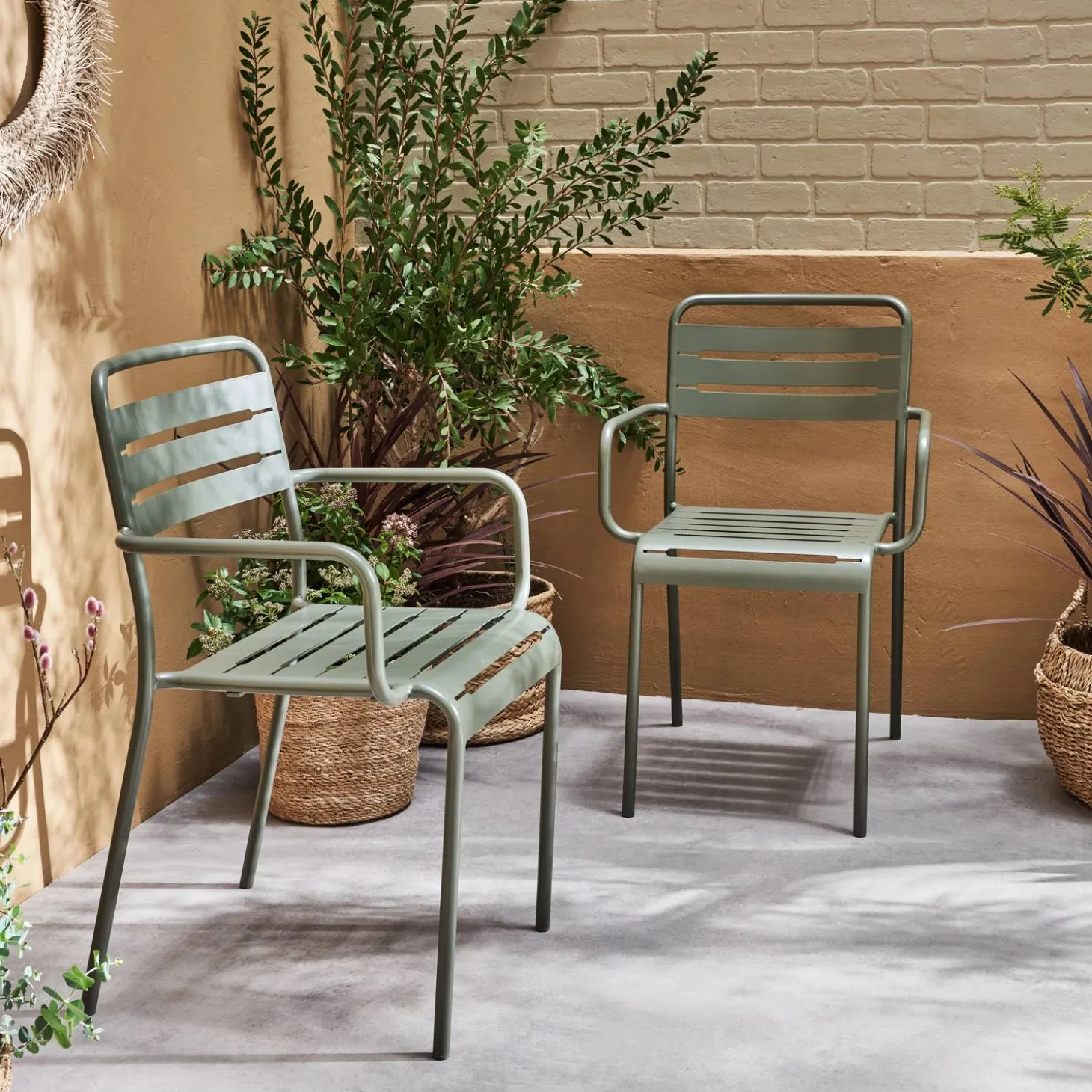 Tuinstoelen metaal met armleuning (set van 2)