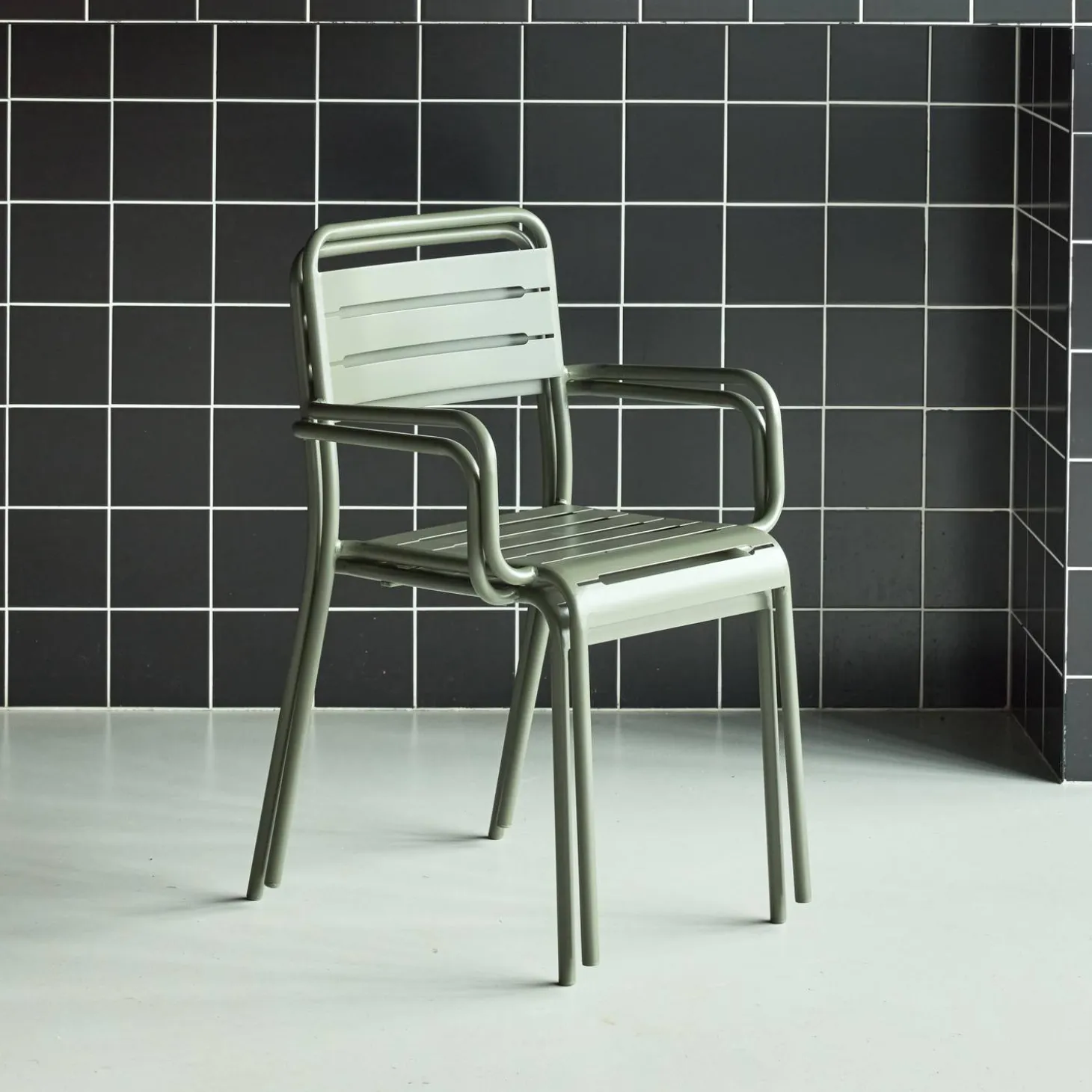 Tuinstoelen metaal met armleuning (set van 2)