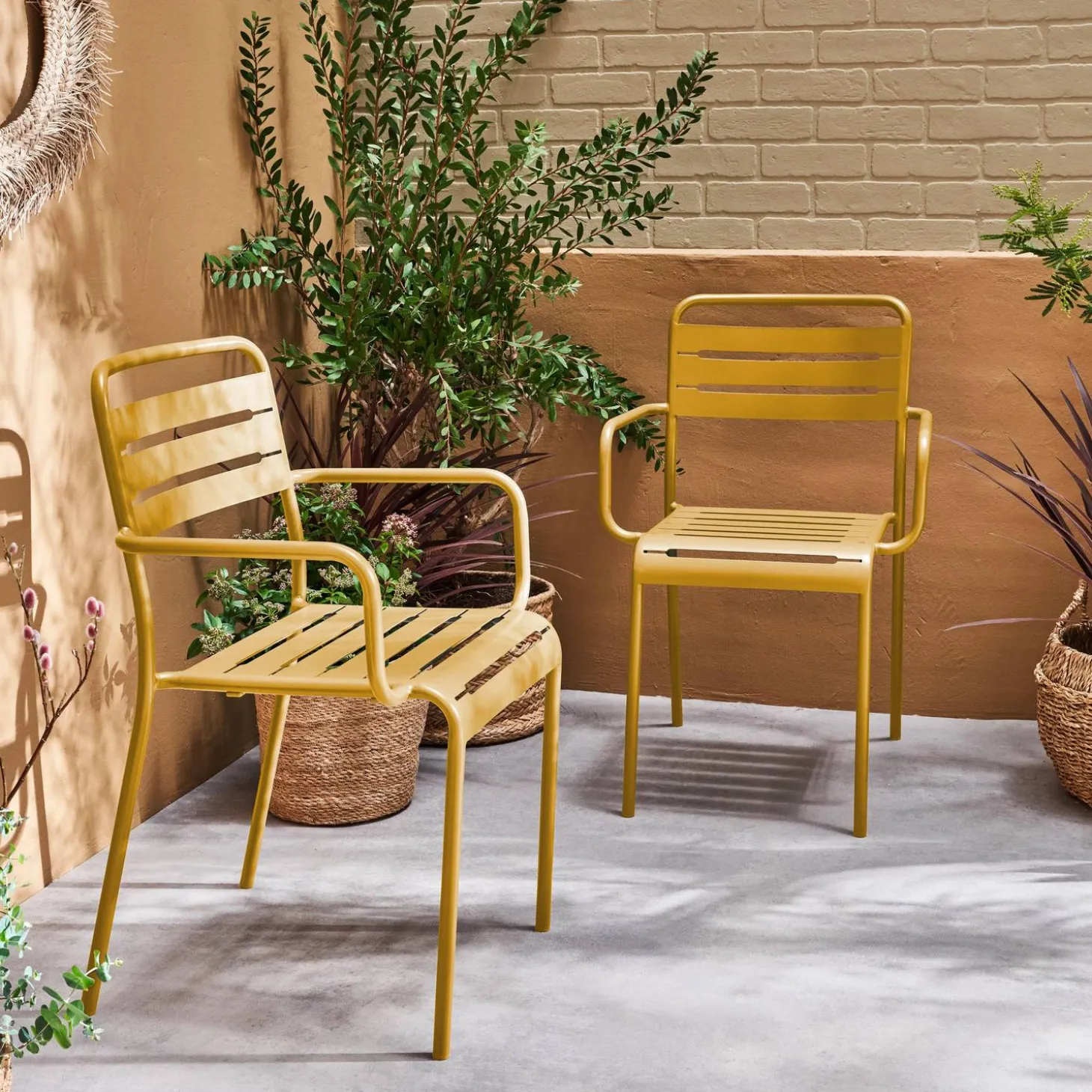 Tuinstoelen metaal met armleuning (set van 2)