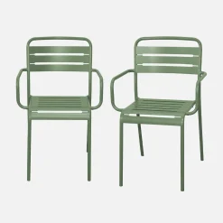 Tuinstoelen metaal met armleuning (set van 2)