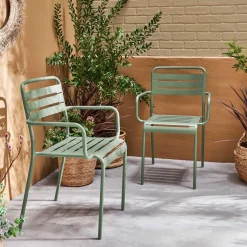 Tuinstoelen metaal met armleuning (set van 2)