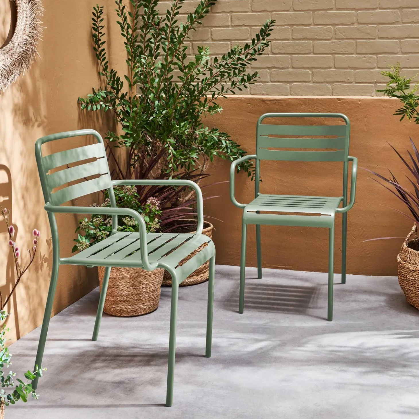 Tuinstoelen metaal met armleuning (set van 2)