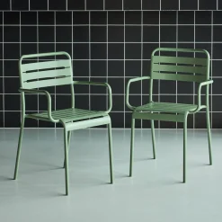 Tuinstoelen metaal met armleuning (set van 2)