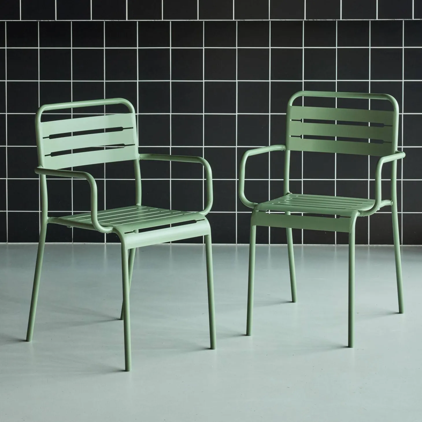 Tuinstoelen metaal met armleuning (set van 2)