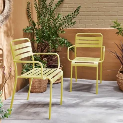 Tuinstoelen metaal met armleuning (set van 2)