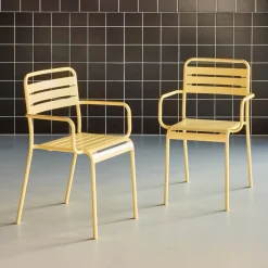 Tuinstoelen metaal met armleuning (set van 2)