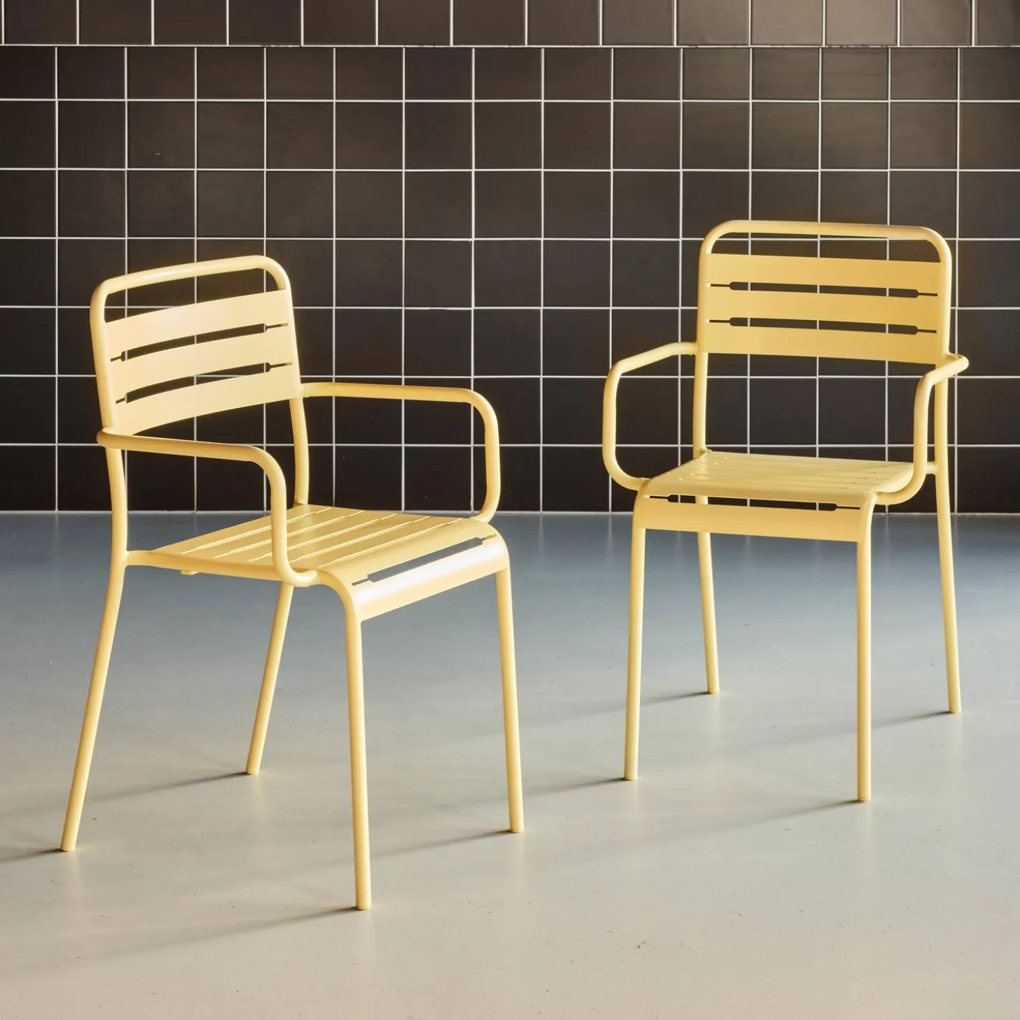 Tuinstoelen metaal met armleuning (set van 2)