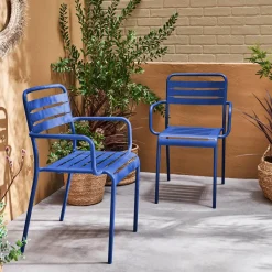 Tuinstoelen metaal met armleuning (set van 2)