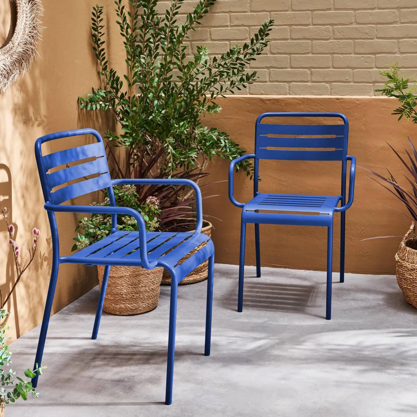 Tuinstoelen metaal met armleuning (set van 2)