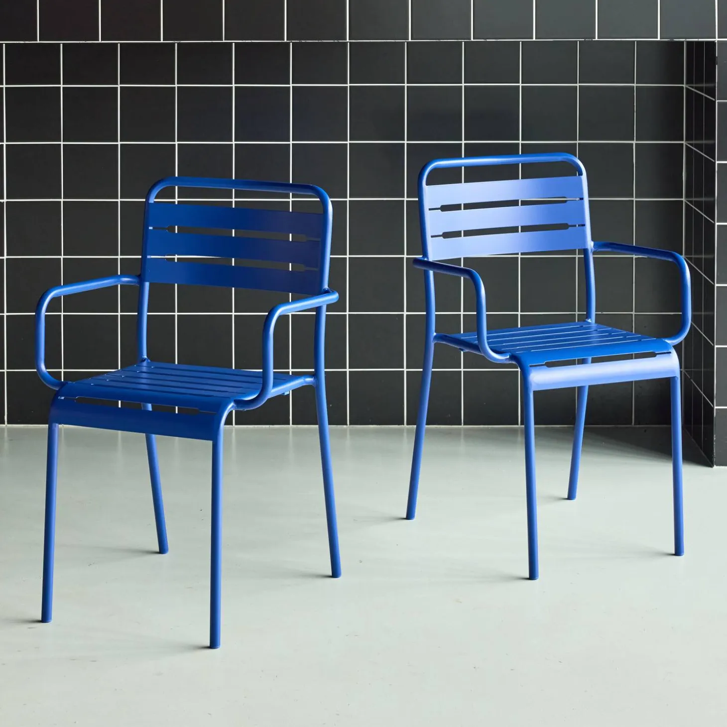 Tuinstoelen metaal met armleuning (set van 2)
