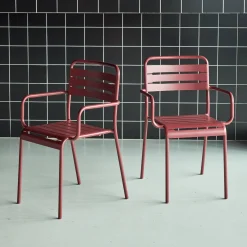 Tuinstoelen metaal met armleuning (set van 2)