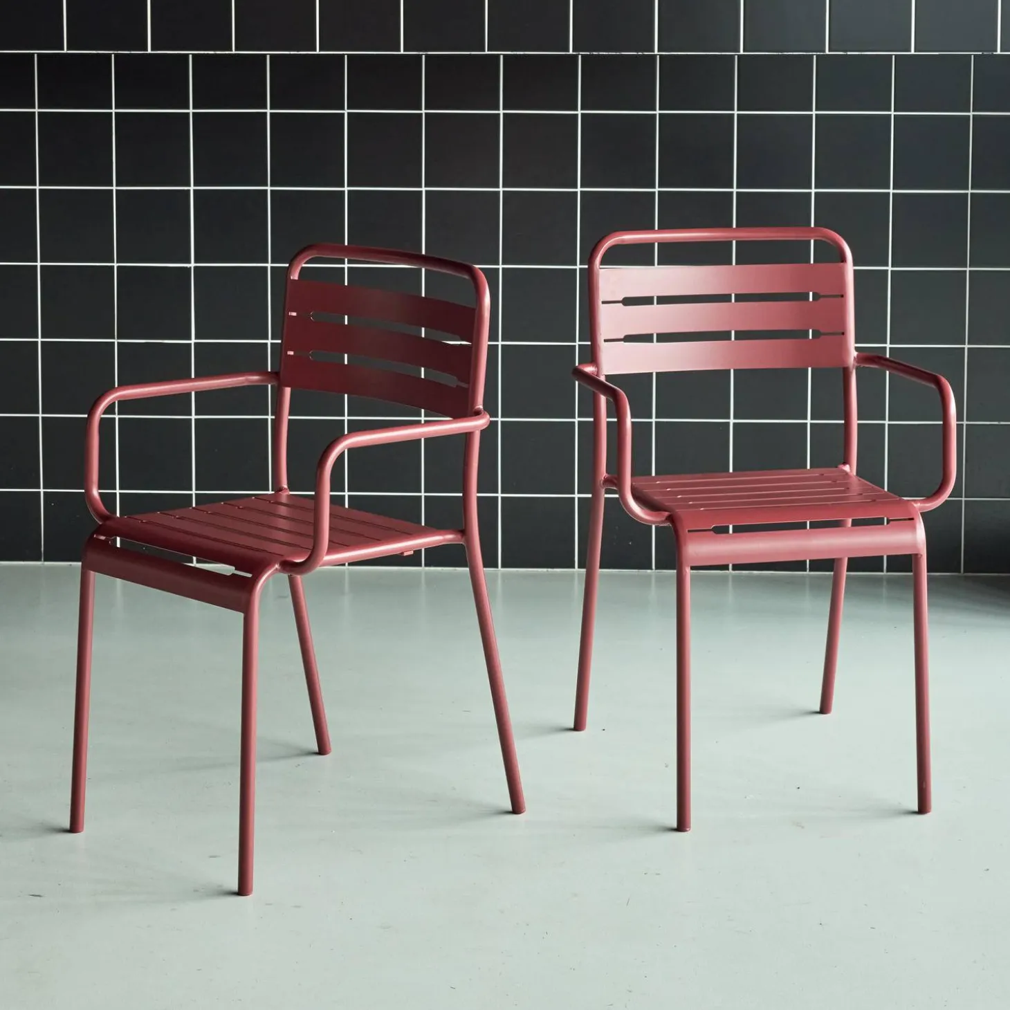 Tuinstoelen metaal met armleuning (set van 2)